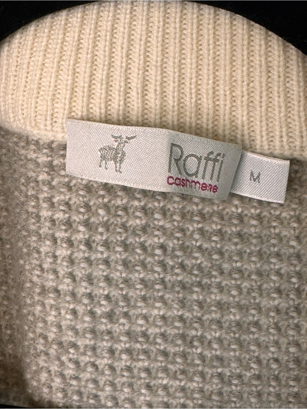 Raffi Cashmere Waffle Knit Zip Up Cadigan Sweater size M Neutral Colors - Picture 4 of 5